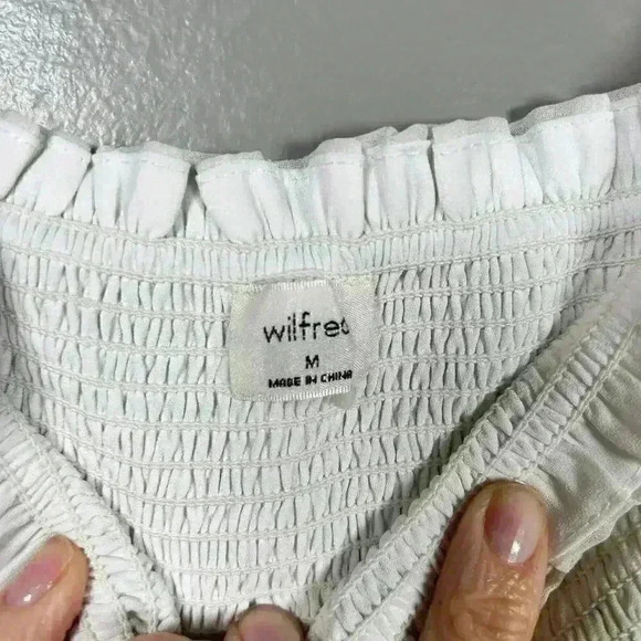 ARITZIA WILFRED Tempest Mini Dress Sheer Tiered Smocked Bodice Women Medium - Picture 4 of 12